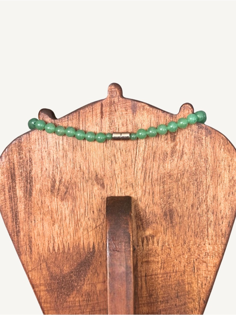 Natural Jade Art Deco Diamond Bead Necklace - Picture 6 of 7
